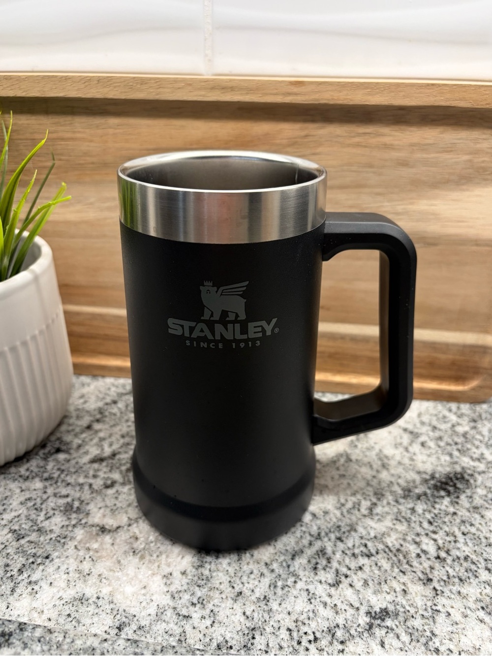 Stanley Black Stainless-Trim Insulated Mug with Handle